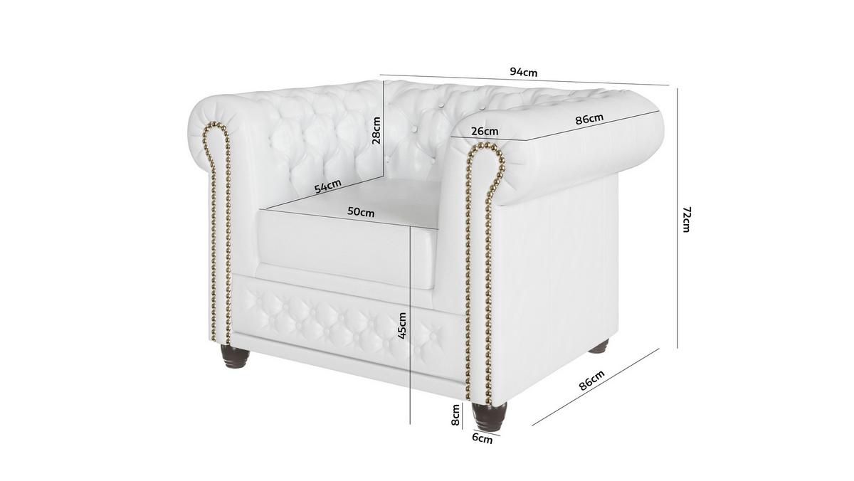 CHESTERFIELD-SESSEL Morin Weiß vegan Leder - Weiß/Braun, Holz/Textil (94/72/86cm) - S-Style Möbel