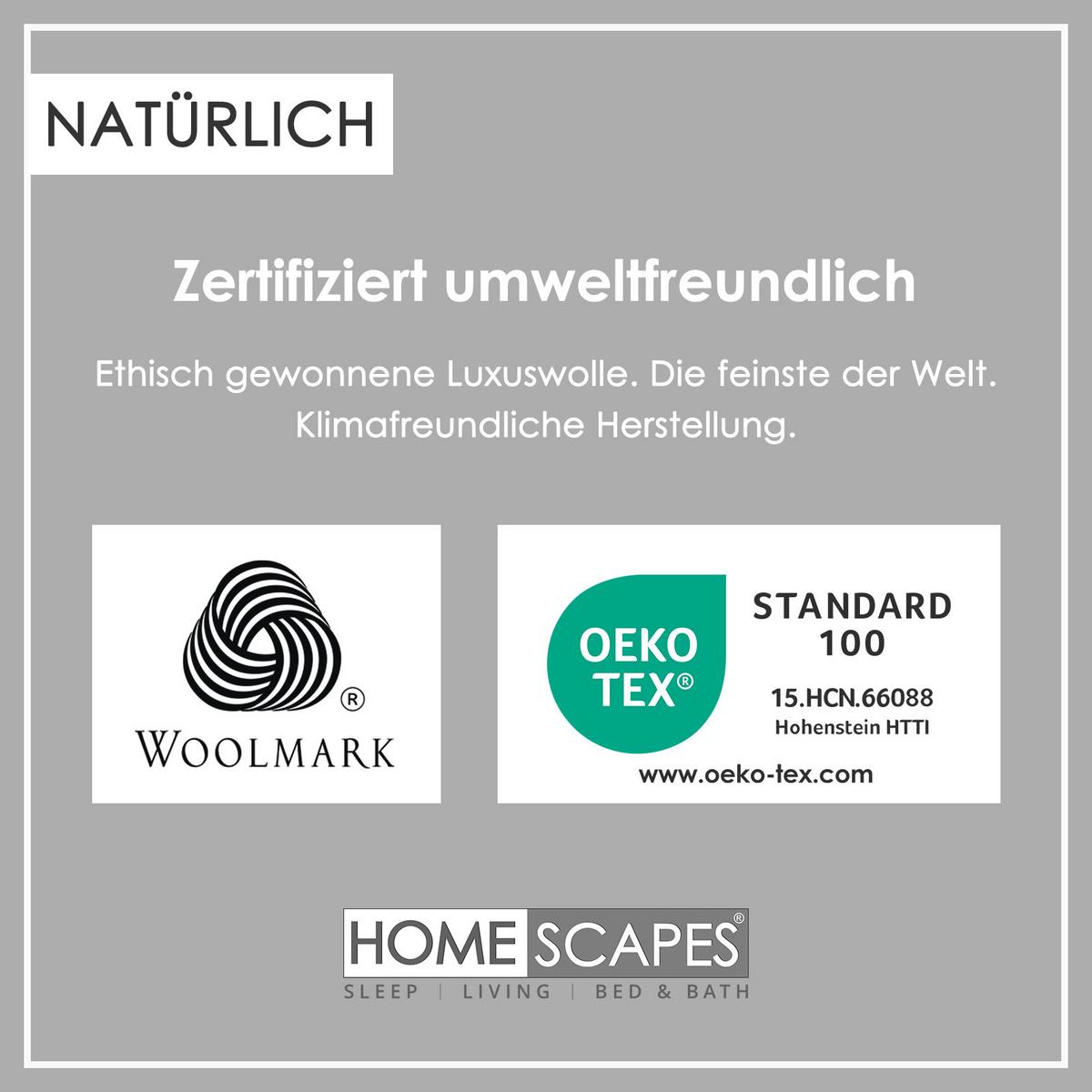 WINTERBETTDECKE Schurwolle 200/200 cm - Weiß, Textil (200/200cm) - Homescapes