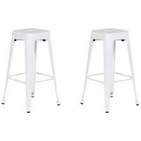 BARHOCKER 2er-Set Metall Weiß Cabrillo - Weiß, Metall (30/76/36cm) - Beliani