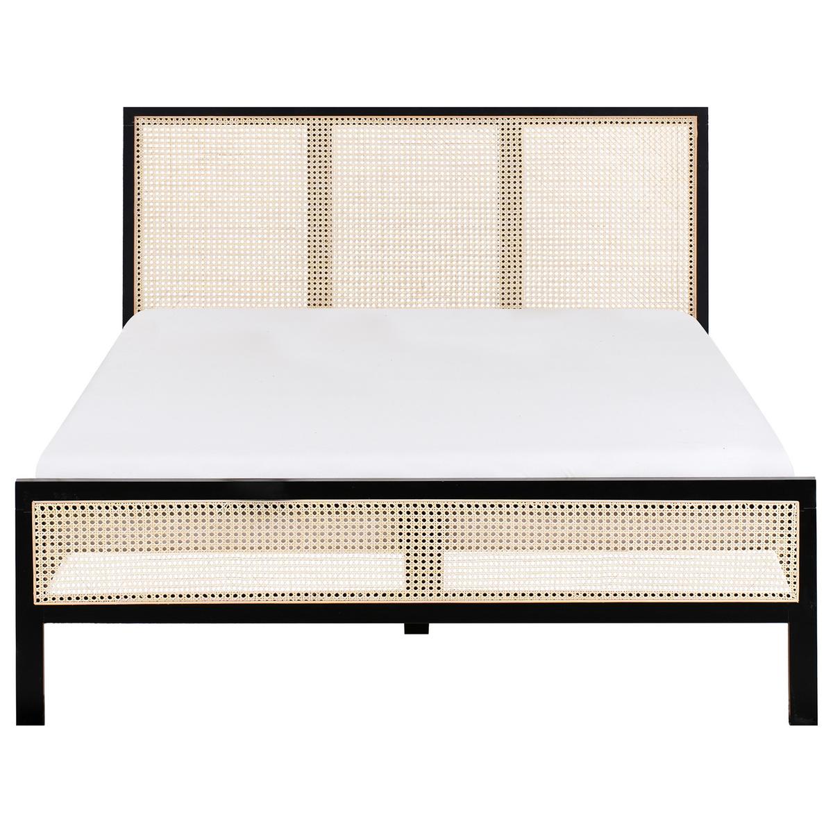 BETT mit Lattenrost 140/200 cm Hellbraun Salernas - Hellbraun/Schwarz, Holz (140/200cm) - Beliani
