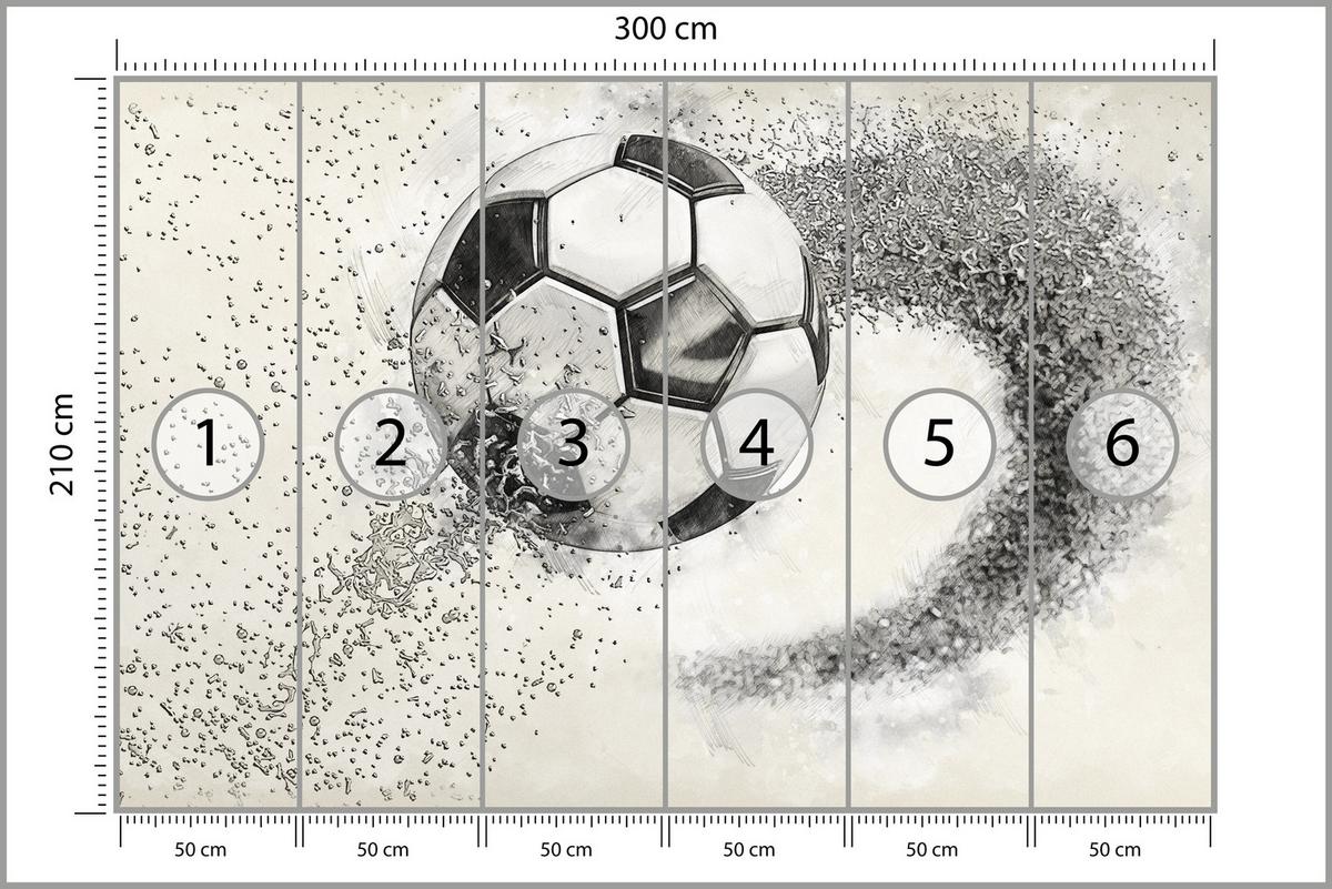 FOTOTAPETE für Kinderzimmer Abstrakter Sand Fußball Sport 300x210 - Beige/Creme, Papier (300/210cm) - Muralo
