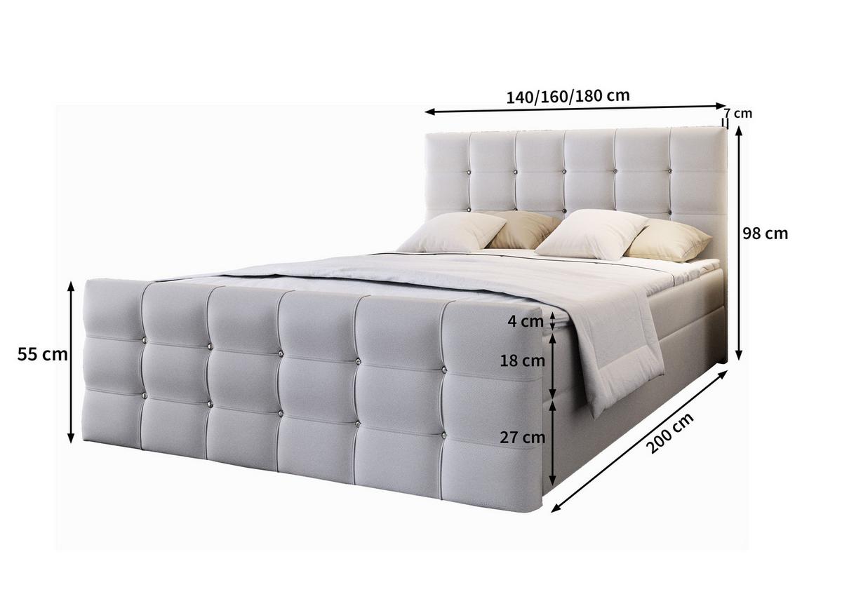 BOXBETT SLAT 140x200 cm mit Matratze und Topper - Blau - Blau, Holz (140/200cm) - MASSENO