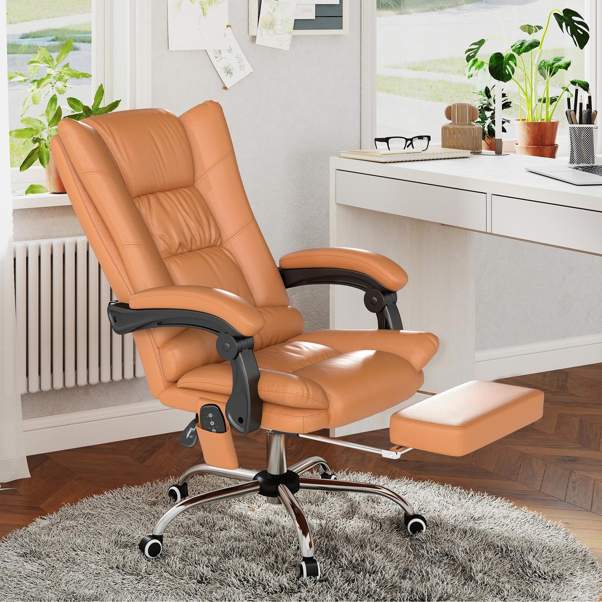 BÜROSTUHL mit Massagefunktion Ergonomischer Chefsessel mit Heizfunktion - Braun, Kunststoff (70/118/64cm) - Vinsetto