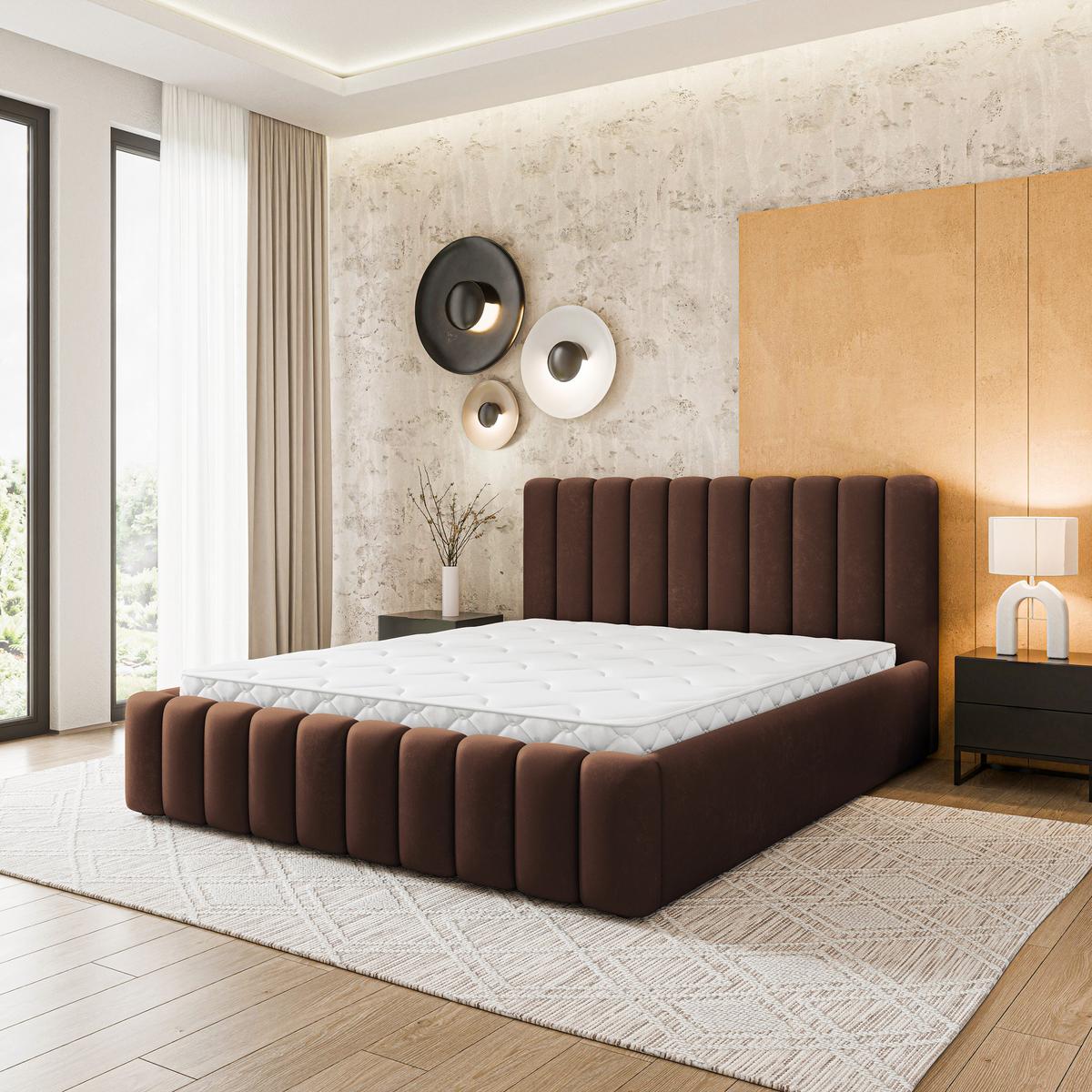 POLSTERBETT DINESE 160x200 cm mit Bettkästen - Braun - Braun, Holz (200/160cm) - MASSENO