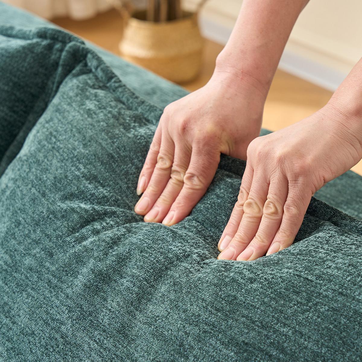 CHAISE LONGUE premium chenille relaxliege montagefrei - Grün, Textil (144/65/112cm) - Urban Meuble