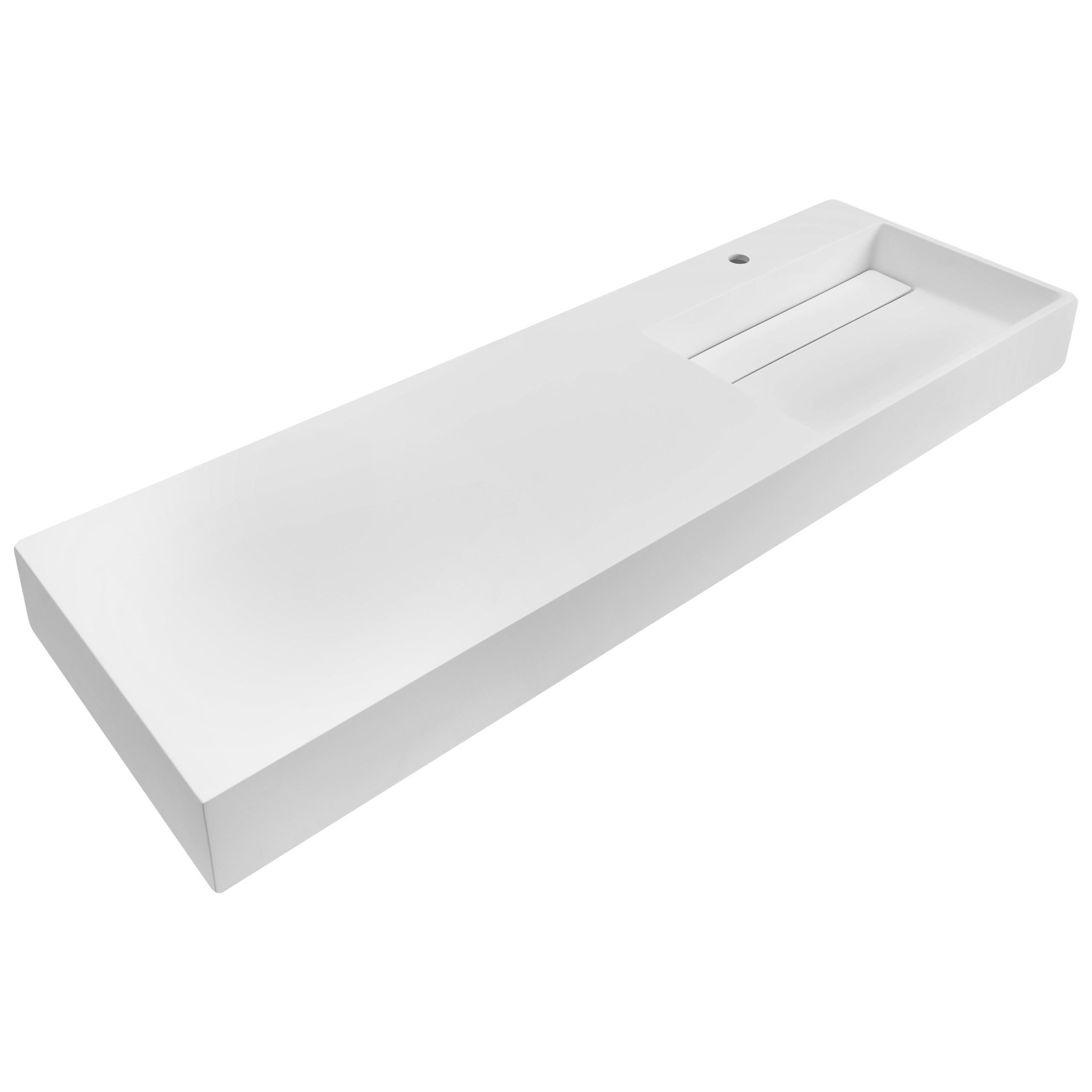 HÄNGEWASCHBECKEN Weiß 150/48 cm Mineralguss Cusco - Weiß, Naturmaterialen (150/13/48cm) - Beliani