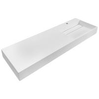 HÄNGEWASCHBECKEN Weiß 150/48 cm Mineralguss Cusco - Weiß, Naturmaterialen (150/13/48cm) - Beliani