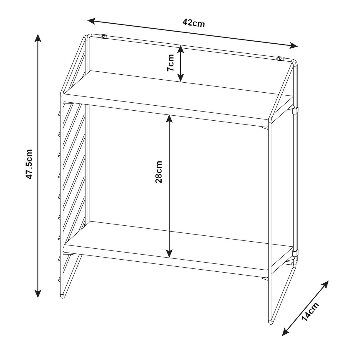 WANDREGAL Bømlo - Walnussfarben/Schwarz, Metall (42/47.5/14cm) - [en.casa]