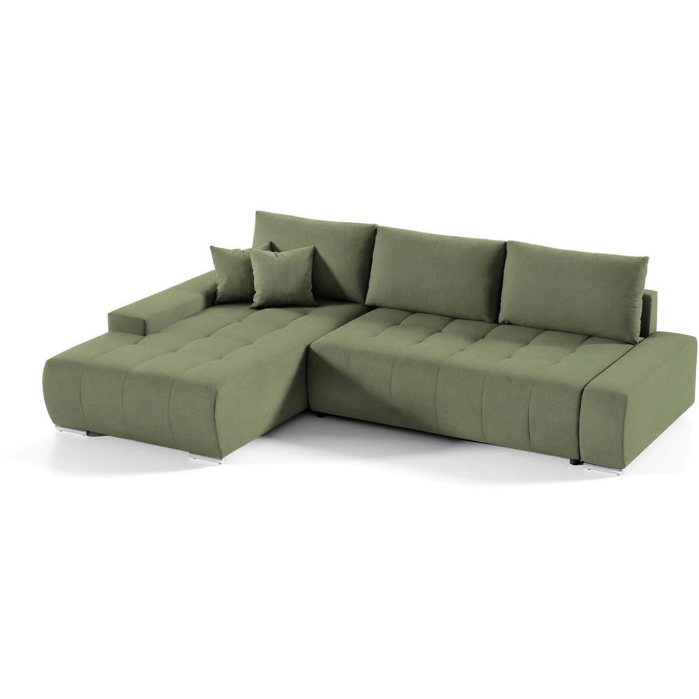 ECKSOFA Draco L grün links - Chromfarben/Grün, Textil/Metall (267/186cm) - Beautysofa