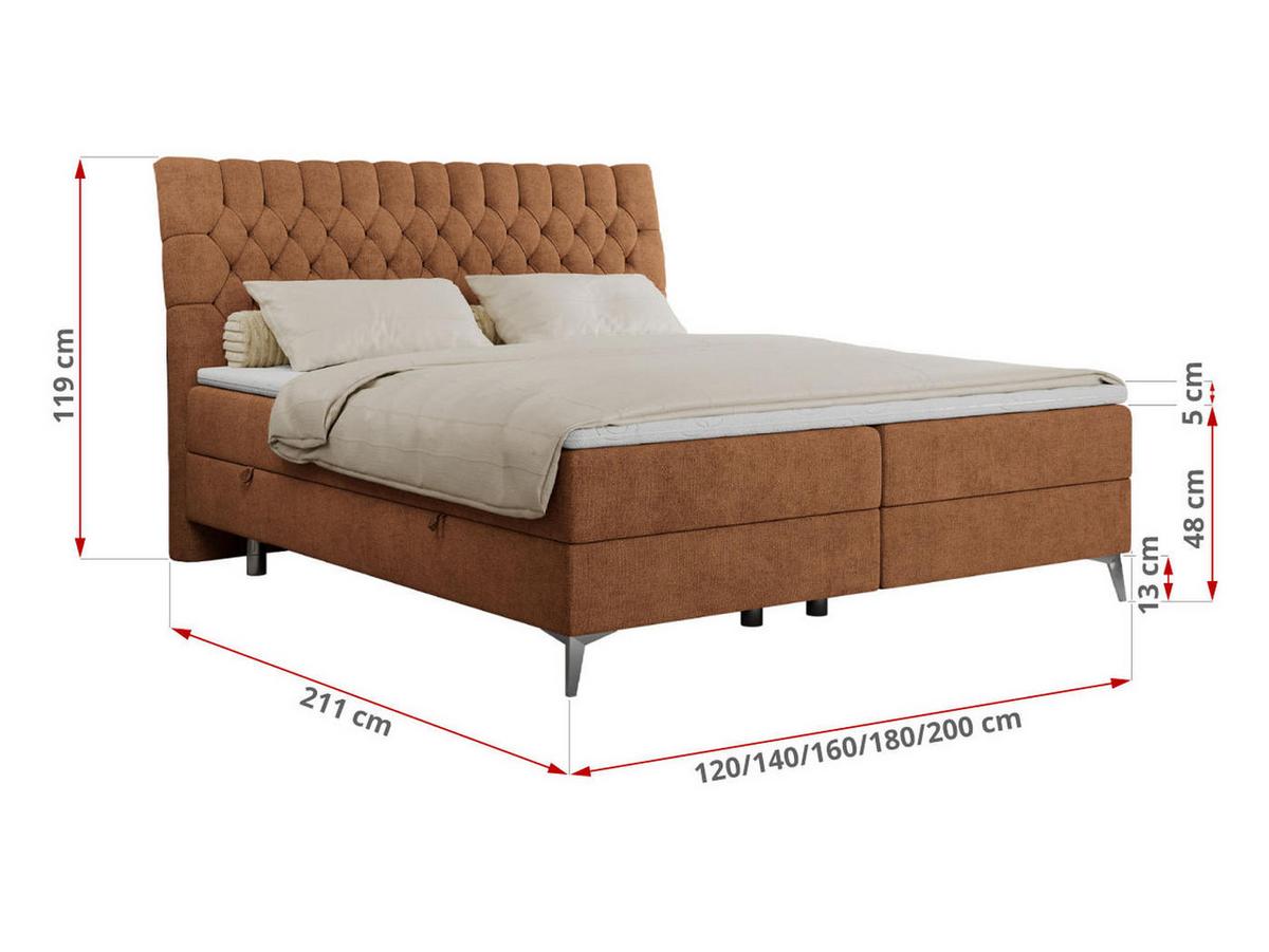 BOXBETT MILEN 140/200 Orange Struktur - H3 - Orange, Holz/Textil (140/200cm) - MKS