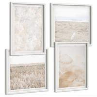 BILDER SET 4er Set - 50x50 cm & 40x60 cm Weißer Rahmen - Modische Pastelltexturen - Weiß, Kunststoff (50/50cm) - TULUP