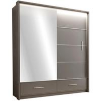 SCHWEBETÜRENSCHRANK Marsylia mit Spiegel und Schubladen, graphitfarben, 208 cm - Graphitfarben, Holzwerkstoff (208/225/61cm) - Beautysofa