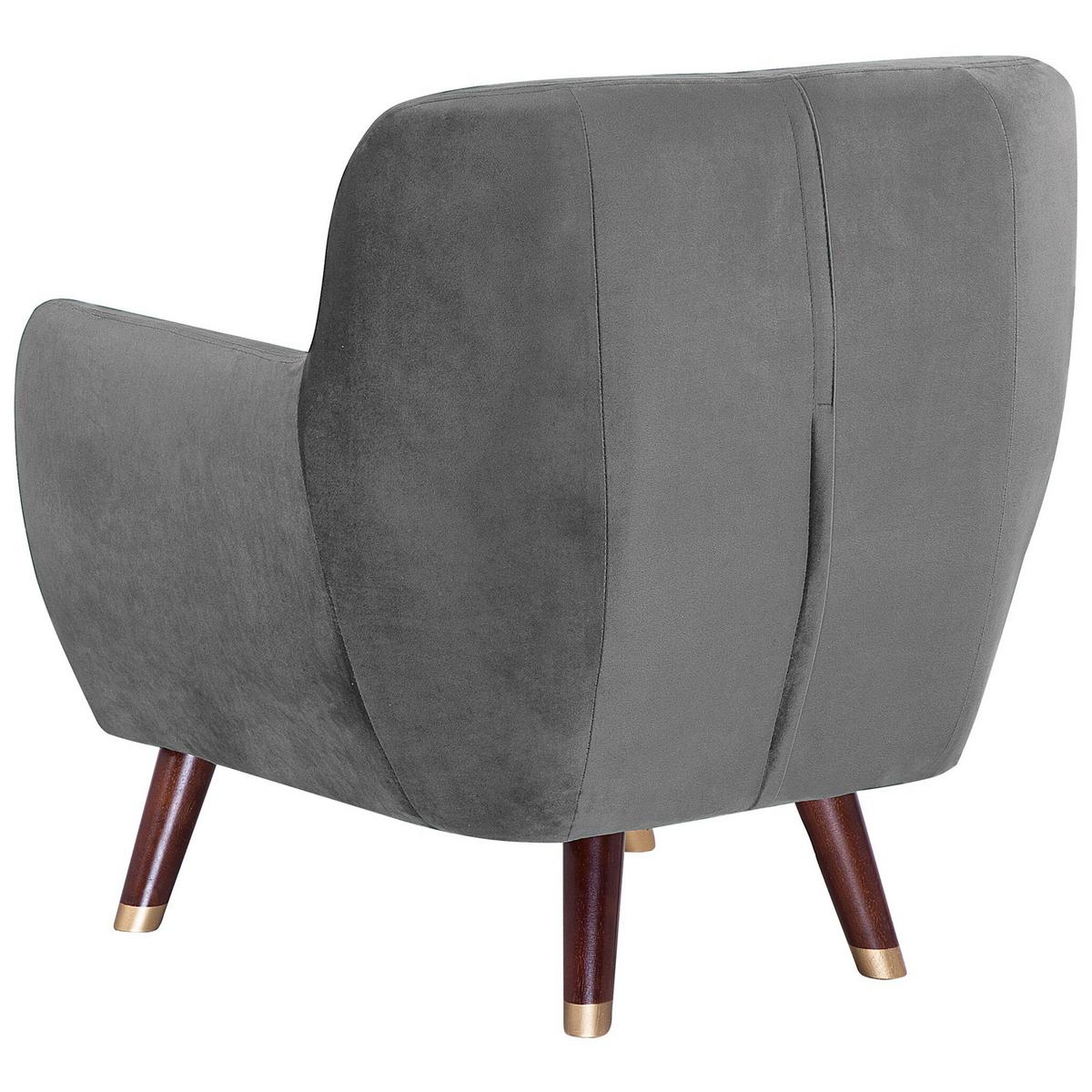 SESSEL Samtstoff grau Bodo - Dunkelbraun/Goldfarben, Textil (80/84/81cm) - Beliani
