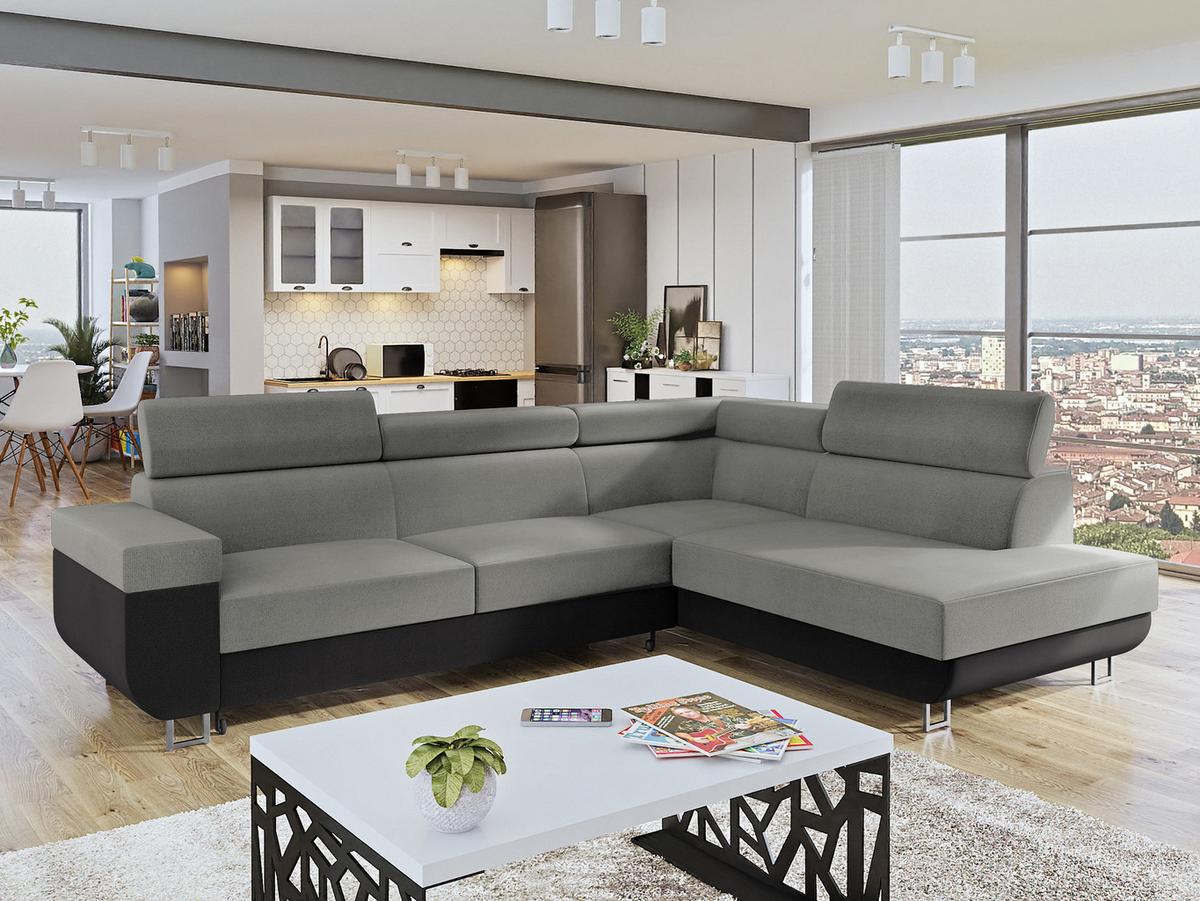 ECKSOFA Fonti, Seite: Rechts - Grau, Holz/Textil (253/188cm) - MIRJAN24