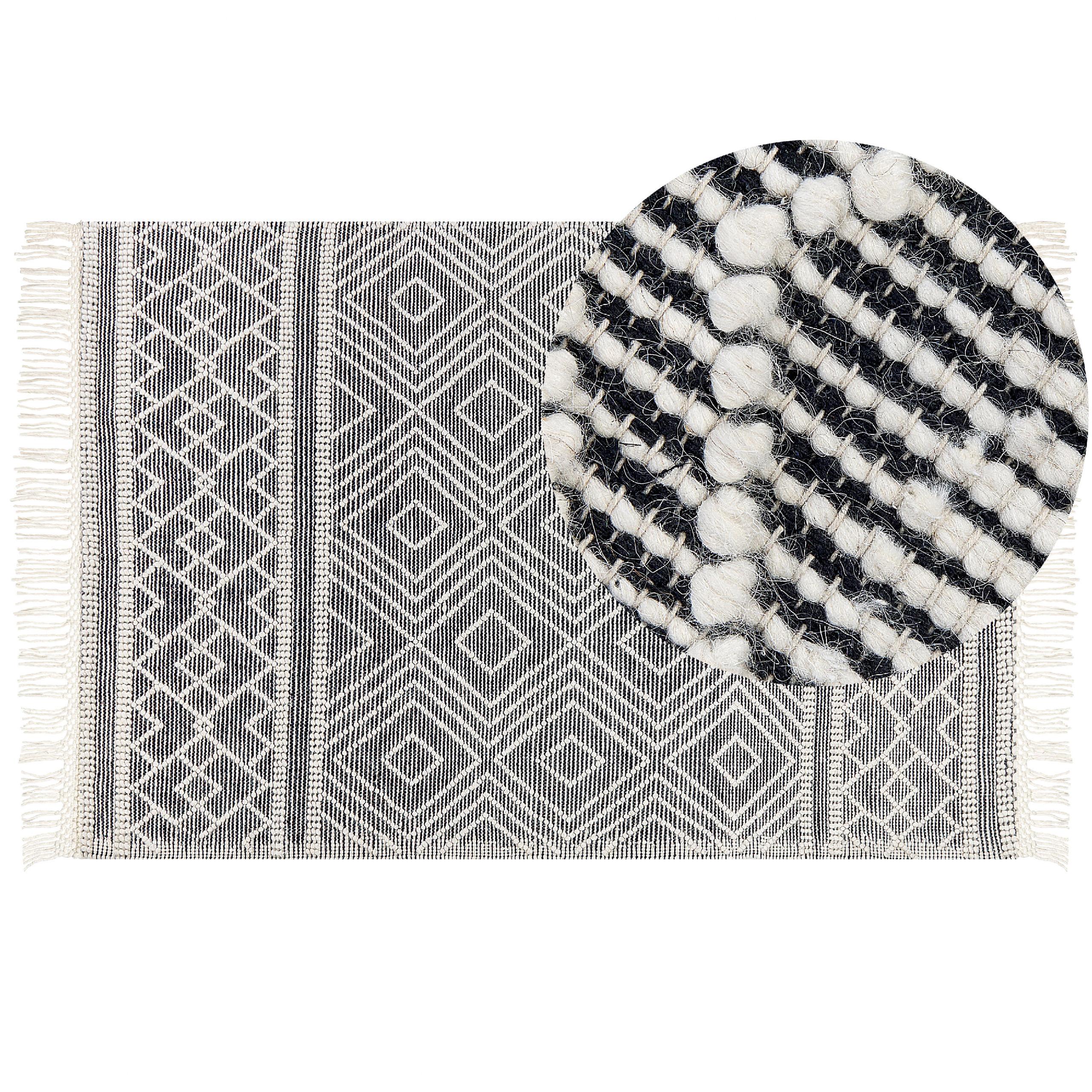 KURZFLOR-TEPPICH Savuca 230/160 cm - Schwarz, Textil (160/230cm) - Beliani