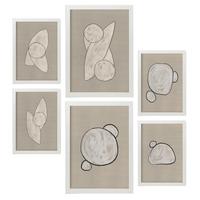 POSTER Set Mit 6 Kosmische Kontur In Form Abstracts Ästhetische Dekorative Gemälde Für Ihr Wohnzimmer, Schlafzimmer, Zuhause A3 & A4 Weißer Rahmen - Weiß, Papier (29/3cm) - Nacnic