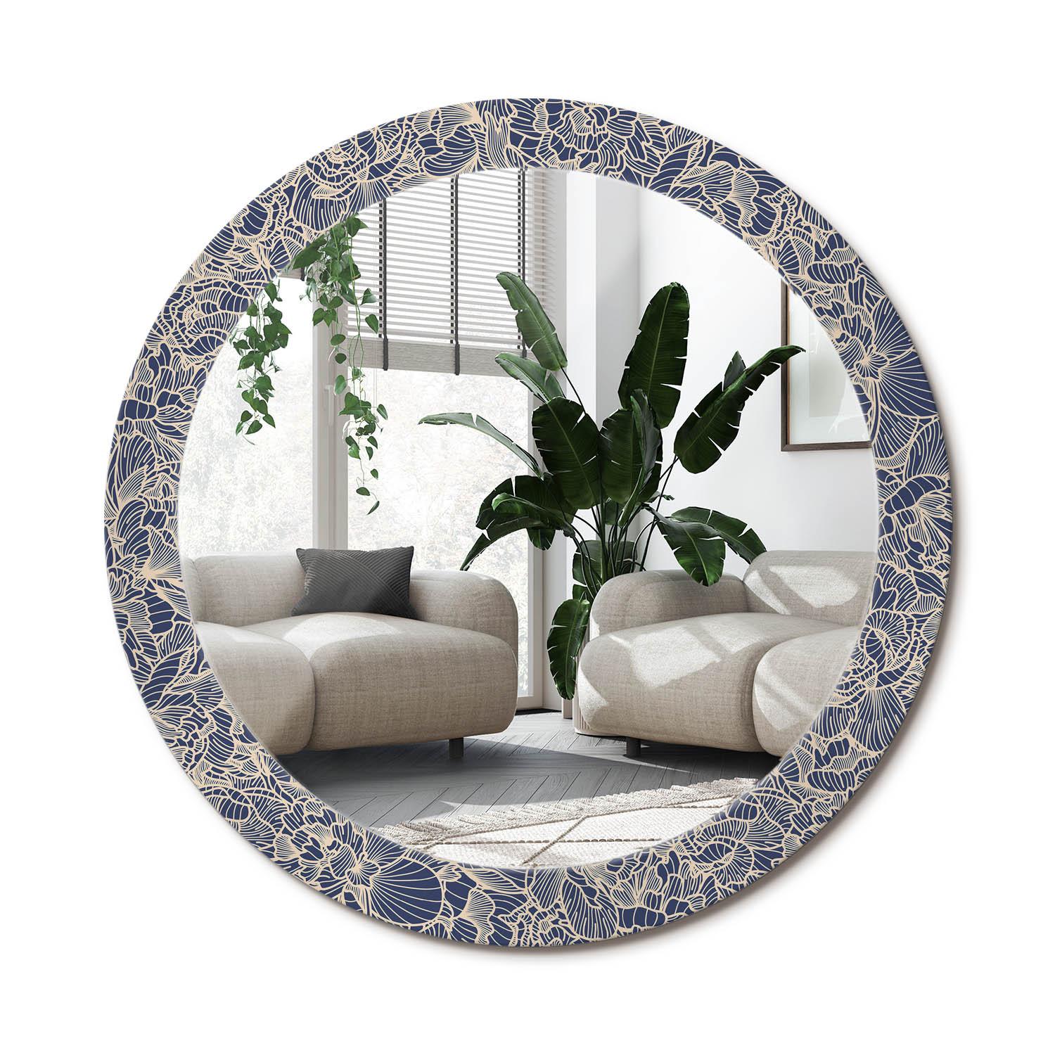 SPIEGEL Rund Ø 80 cm mit Aufdruck - Dunkelblau, Glas (80/80/0.4cm) - Wallfluent