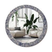 SPIEGEL Rund Ø 80 cm mit Aufdruck - Dunkelblau, Glas (80/80/0.4cm) - Wallfluent