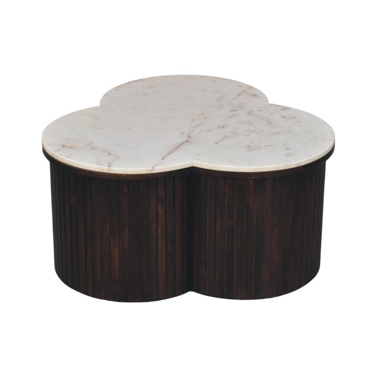 COUCHTISCH mit Samt-Mokka-Finish, Marmor, weiß und dunkelbraun - Dunkelbraun, Holz (82/82/42cm) - Artisan Furniture