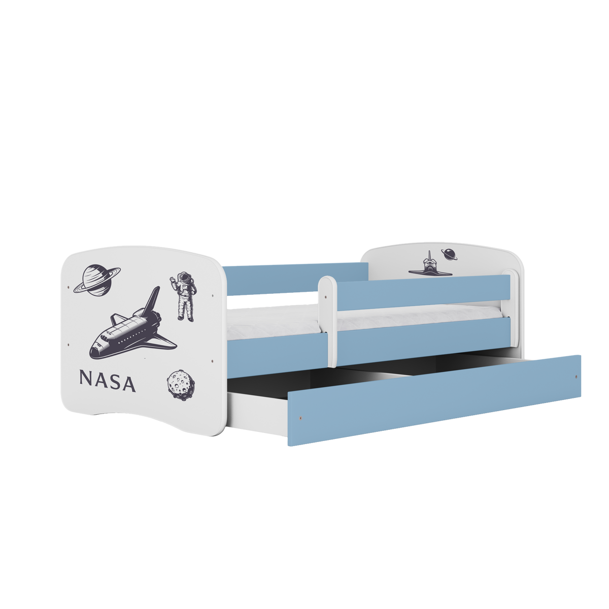 KINDERBETT NASA mit Schublade und Matratze 180/80 - Blau, Holzwerkstoff (80/180cm) - RAUMHIRSCH FURNITURE