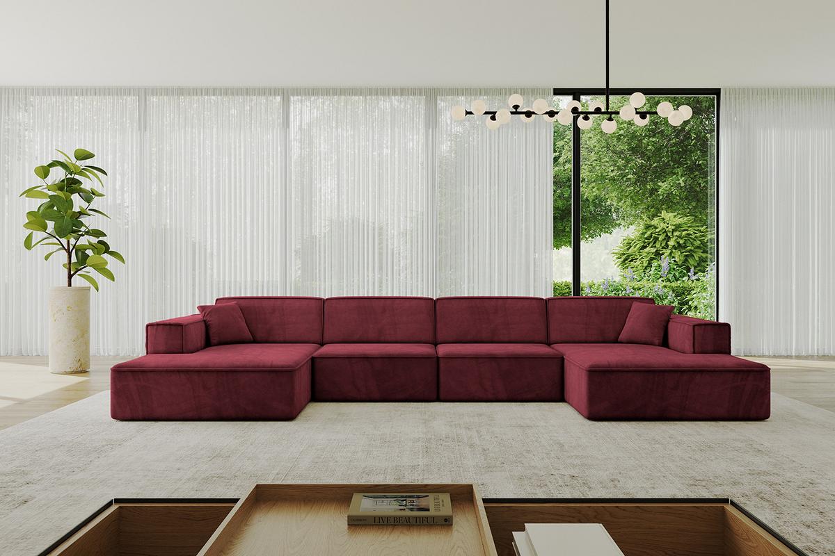 WOHNLANDSCHAFT IREA-U2-v4 - 386x165x77 cm Bordeauxrot - Bordeaux, Holzwerkstoff/Textil (386/77/165cm) - ALTDECOR