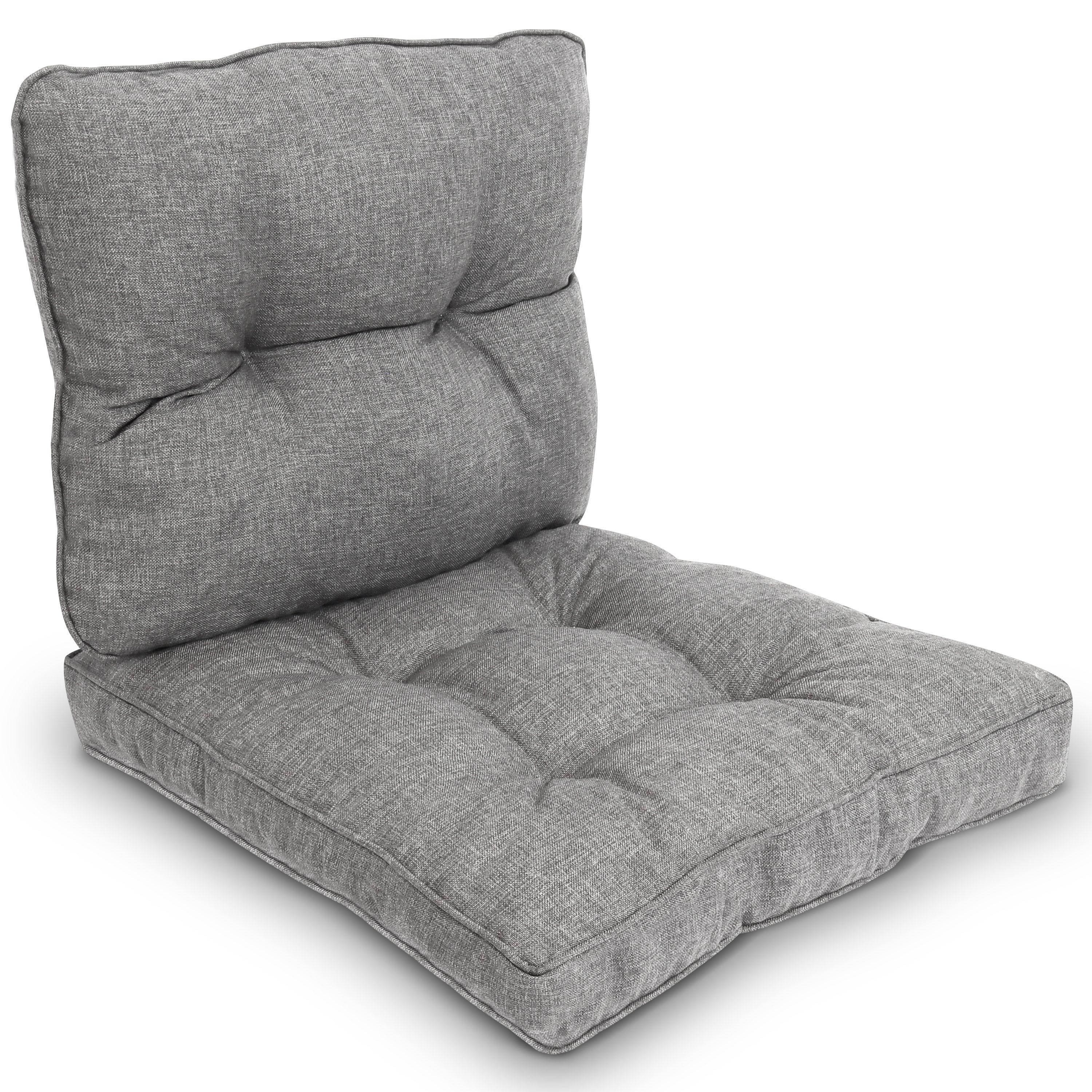 LOUNGEKISSEN Beauflair Outdoor Sitz 60x60x10cm mit Rücken 60x40x12cm Hellgrau (2tlg) - Hellgrau, Textil (60/60cm) - Beautissu 