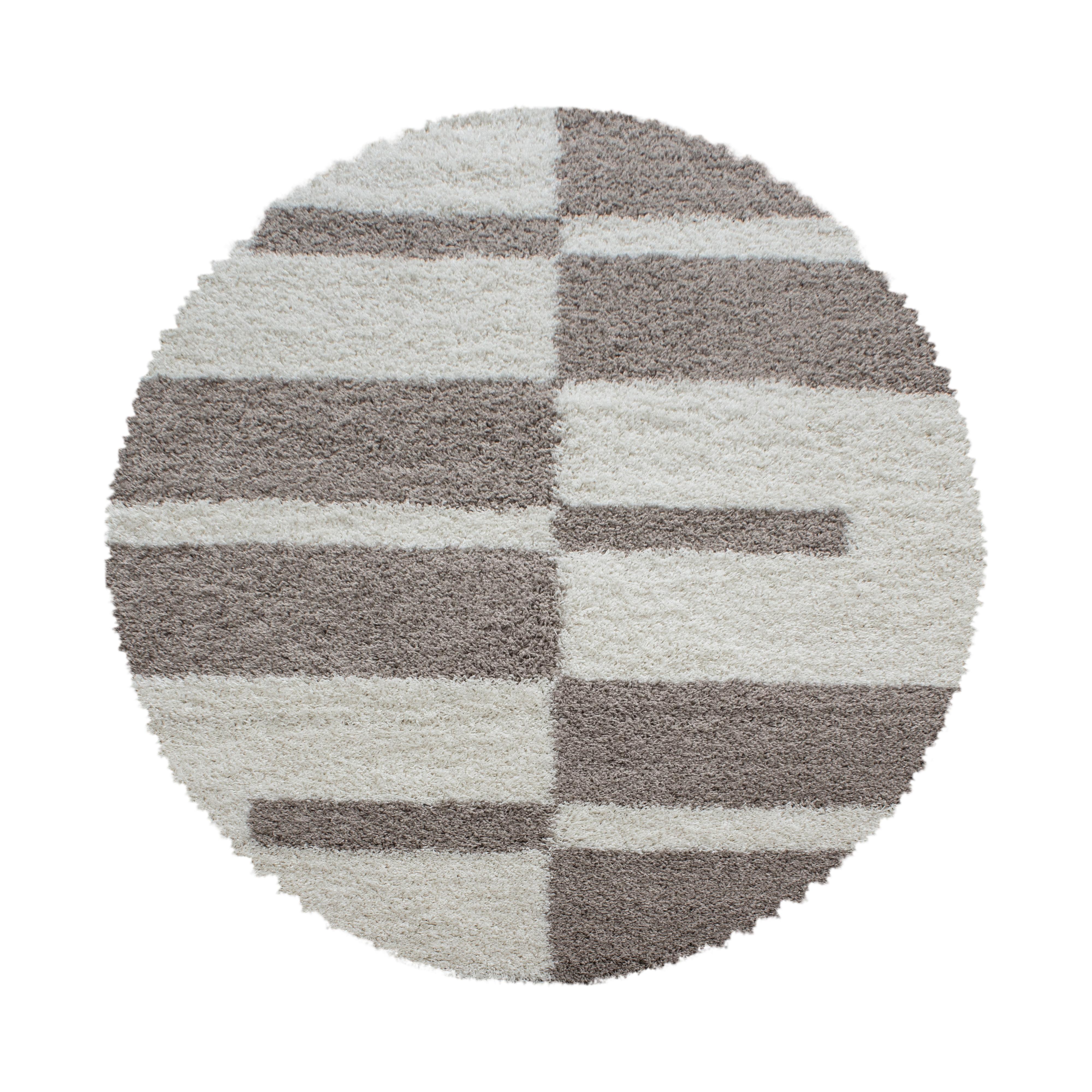 TEPPICH Hochflor WERFEN in Beige, kariert, Ø 80 cm - Beige, Textil (80/80cm) - KADIMA DESIGN