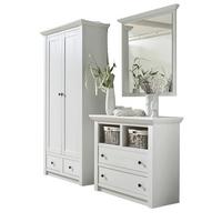 GARDEROBE Pinie weiß Set 3-teilig 220 cm, Garderobenkombination Landhaus - Schwarz/Weiß, Holzwerkstoff/Metall (220/206/45cm) - Furn.Design