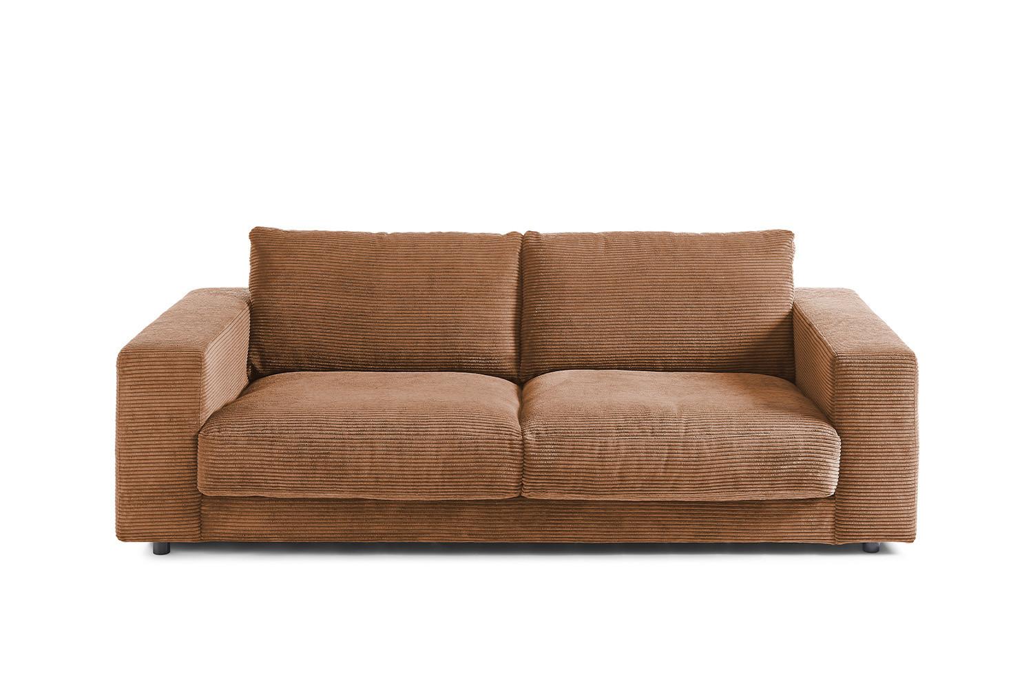 SOFA 2-SITZER MADELINE Braun Cord - Schwarz/Braun, Kunststoff/Textil (230/85/127cm) - KAWOLA