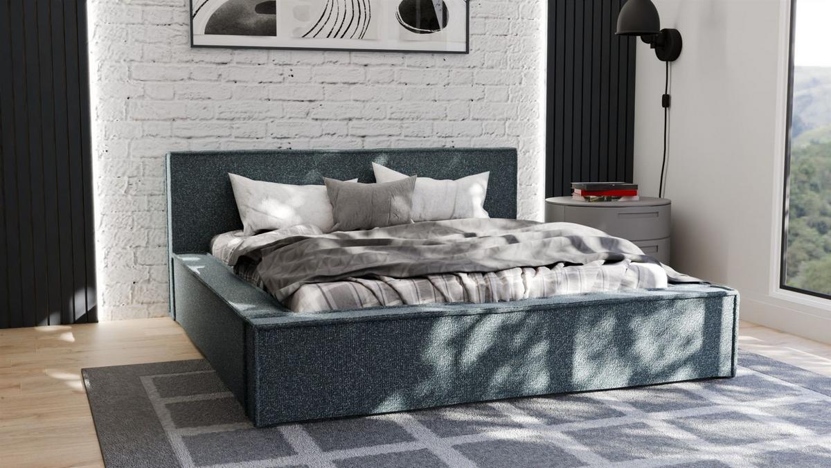 POLSTERBETT Aldana In Puente - Blau, Holzwerkstoff/Textil (200/200cm) - Fun Möbel