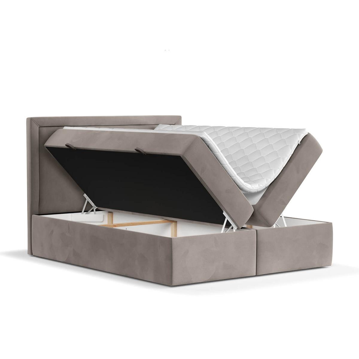 BOXBETT Jodan 160/200 cm Taupe im Magic Velvet Stoff - Taupe/Schwarz, Holz/Holzwerkstoff (160/200cm) - AltaBeds