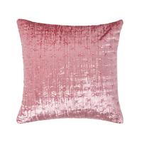 KISSENHÜLLE Pannesamt bestickt 40/40 cm - Altrosa, Textil (40/40cm) - Homescapes