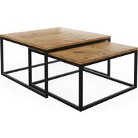COUCHTISCHE Vella 2er-Set quadratisch, Lancelot Eiche 76/76/39cm + 66/66/34 cm - Eichefarben/Schwarz, Holzwerkstoff/Metall (76/76/39cm) - WFL GROUP