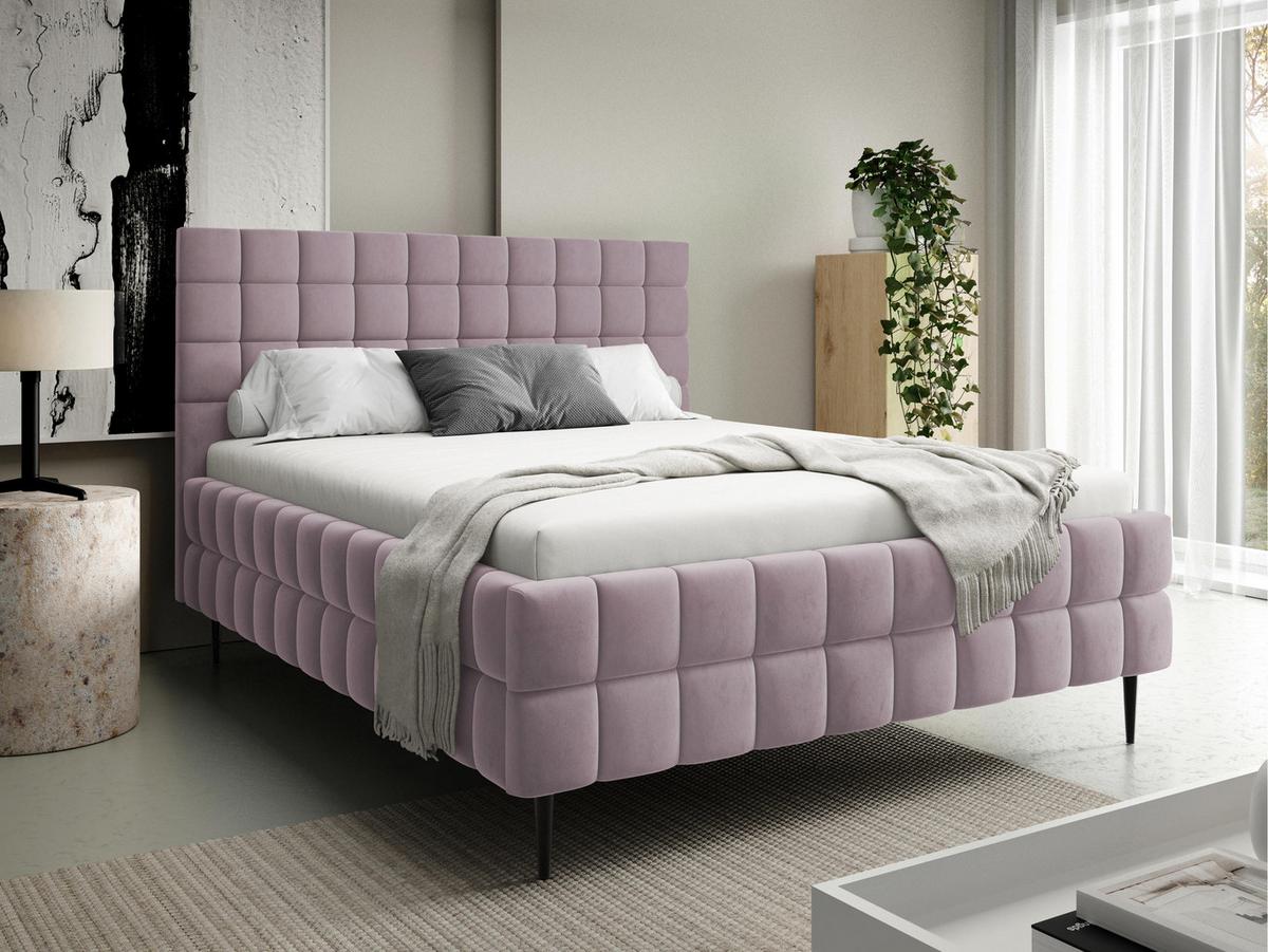 POLSTERBETT Ardea Leg - Schwarz/Rosa, Holz/Textil (160/200cm) - MIRJAN24