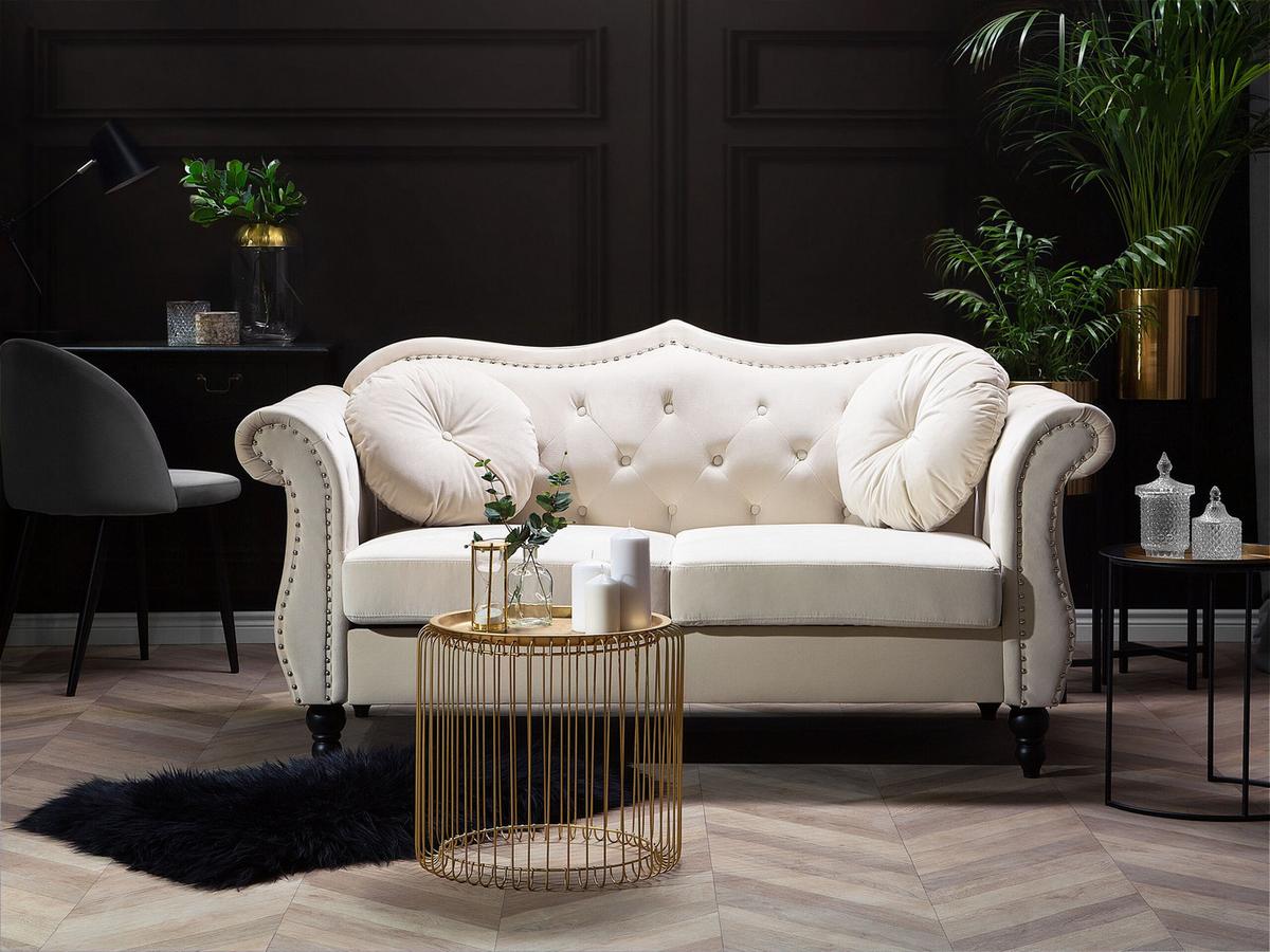 2-SITZER-SOFA Samtstoff Beige Skien - Beige, Textil (165/91/83cm) - Beliani