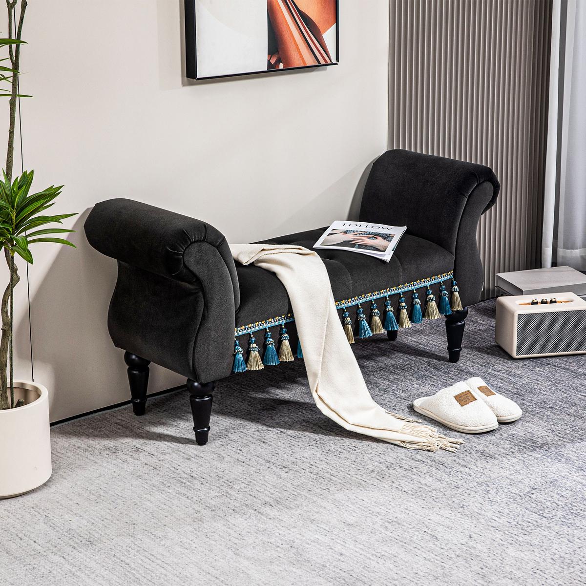 LUXUS Polsterbank, Schaumstoff, Dunkelgrau, 117 x 40 x 58 cm - Hellgrau, Kunststoff (40/58/117cm) - HOMCOM