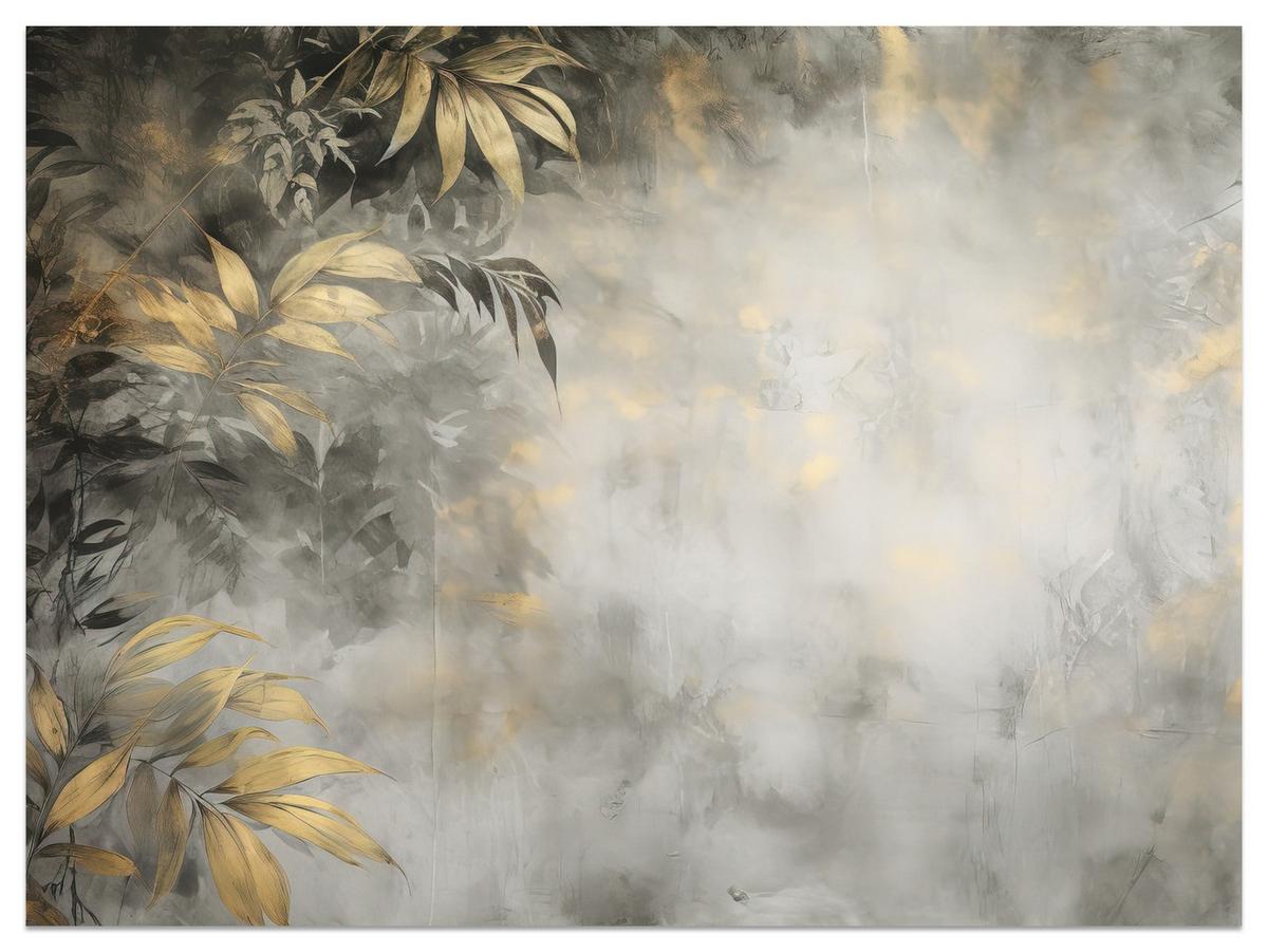 FOTOTAPETE Blätter Beton Abstraktion Vintage 250x175 - Gelb/Beige, Papier (250/175cm) - Muralo