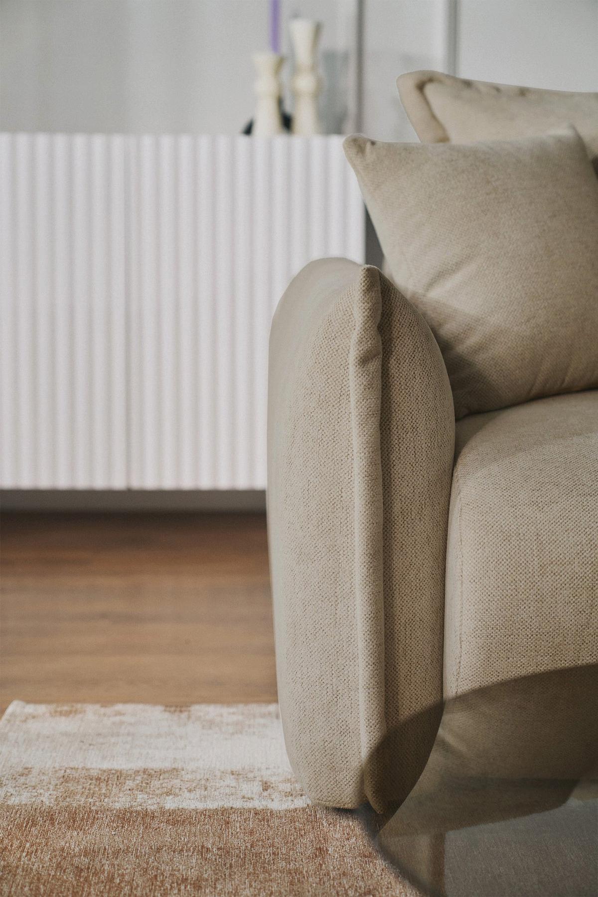 ECKSOFA Cushi Beige-Chenille - Beige/Schwarz, Kunststoff/Textil (183/252cm) - Selsey