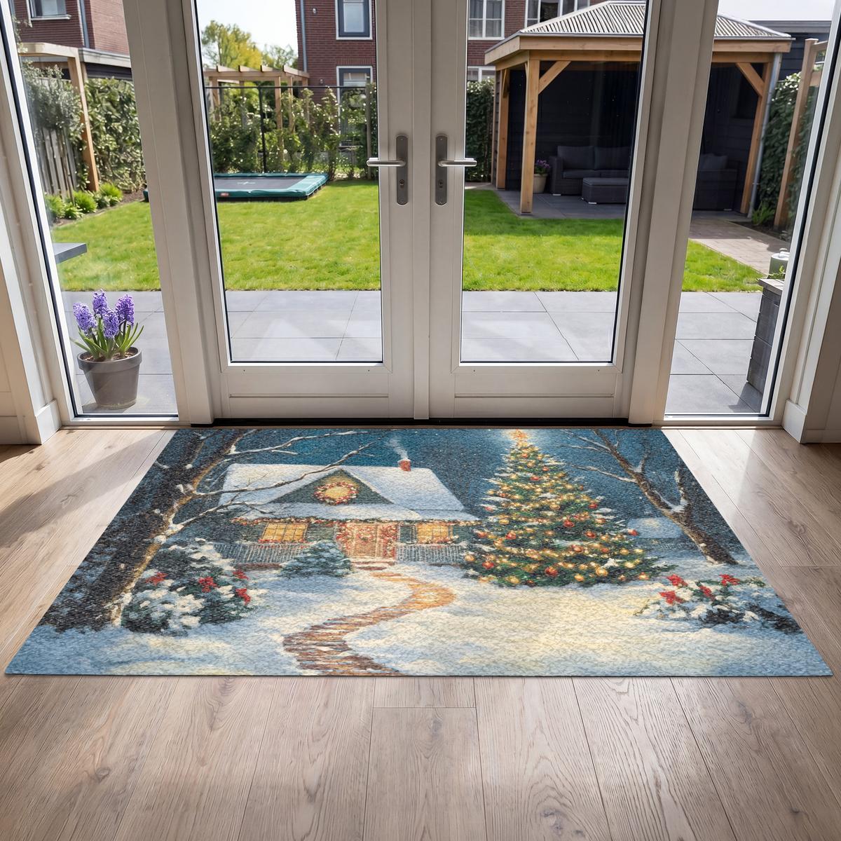FUSSMATTE Weihnachten - Weihnachtsbaum - Winter - Zuhause - Schnee Schmutzfänger 180x120 cm - Multicolor, Kunststoff (180/0.4cm) - MuchoWow