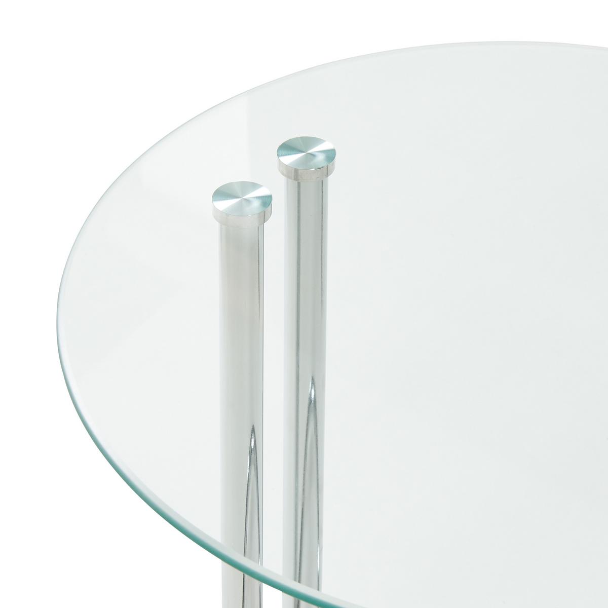 BEISTELLTISCH Ylivieska - Chromfarben/Klar, Glas/Metall (44.5/44.5/46cm) - [en.casa]