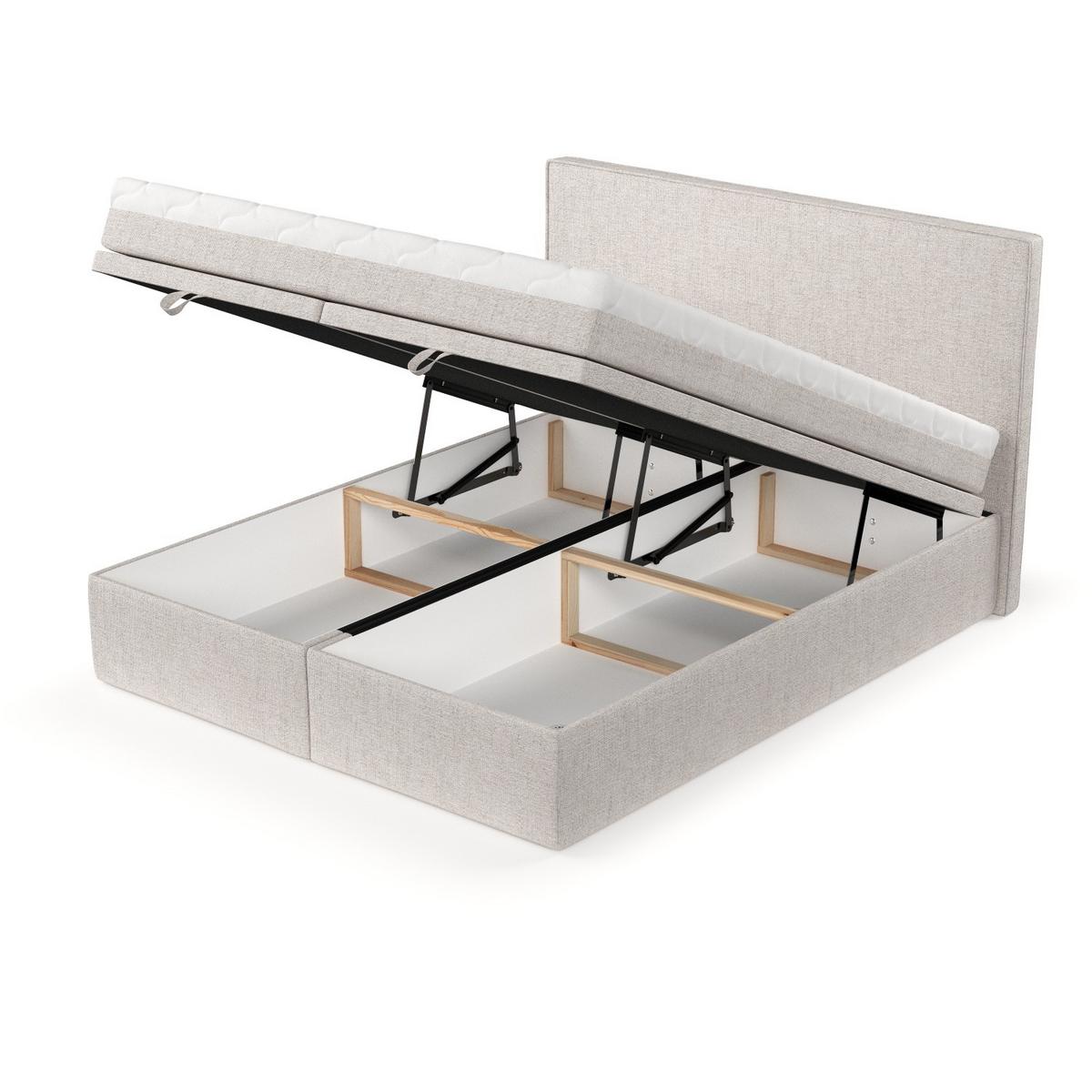 BOXBETT Zalla 160/200 cm Hellbeige im Neve Stoff - Sandfarben/Schwarz, Holz/Holzwerkstoff (160/200cm) - AltaBeds