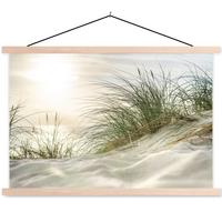 POSTER MIT MAGNETLEISTEN Dünen mit Strandhafer in der Sonne des Nationalparks Schleswig-Holsteinisches Wattenmeer Magnetleiste 120x80 cm - Creme, Textil (120/80/0.15cm) - MuchoWow