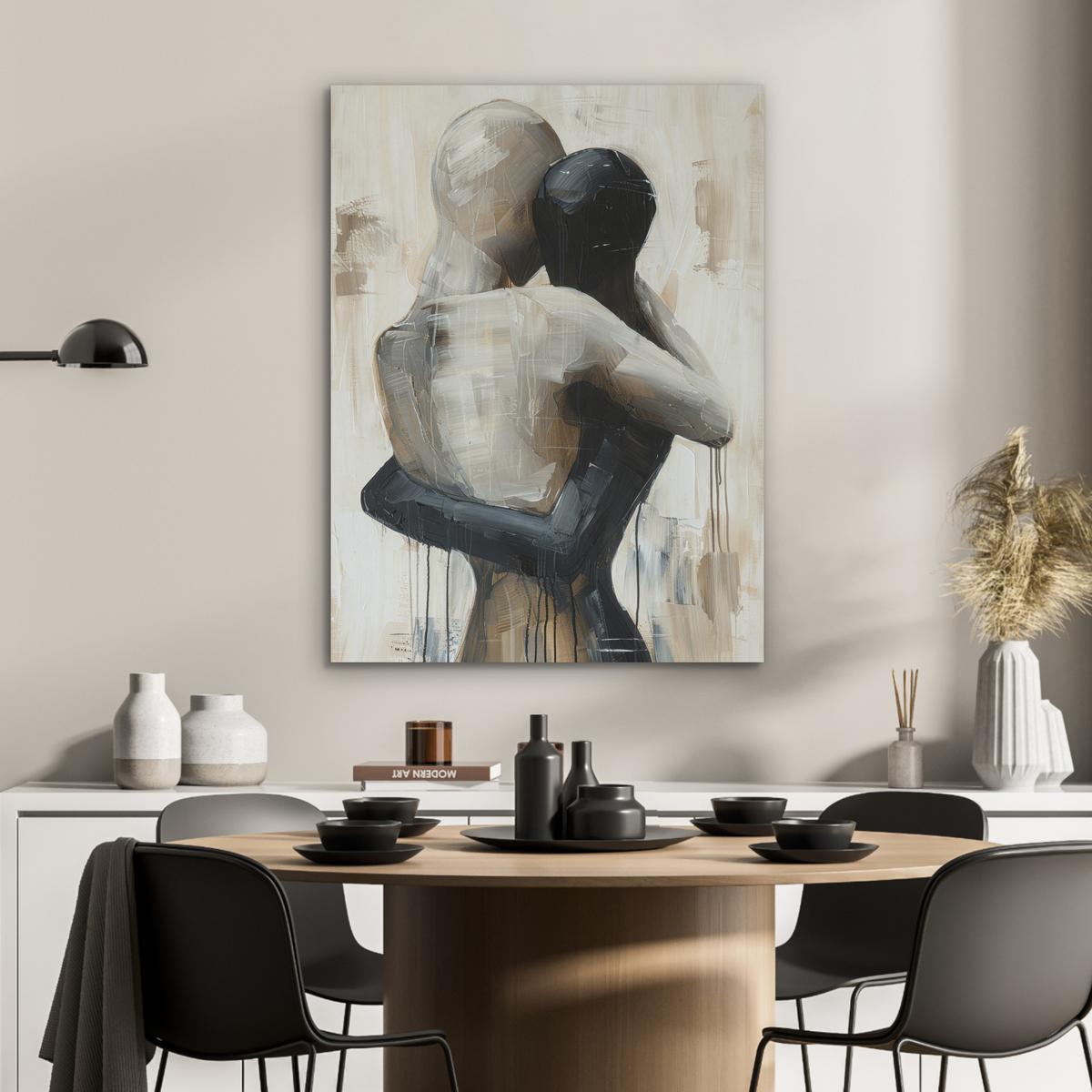 AKUSTIKBILD Abstrakt - Liebe - Schwarz und weiß - Modern Wandbilder 60x80 cm - Schwarz, Kunststoff (60/80/0.9cm) - MuchoWow