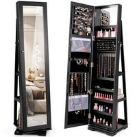 SCHMUCKSCHRANK 161cm Schwarz - Schwarz, Holz (39/161/39cm) - COSTWAY