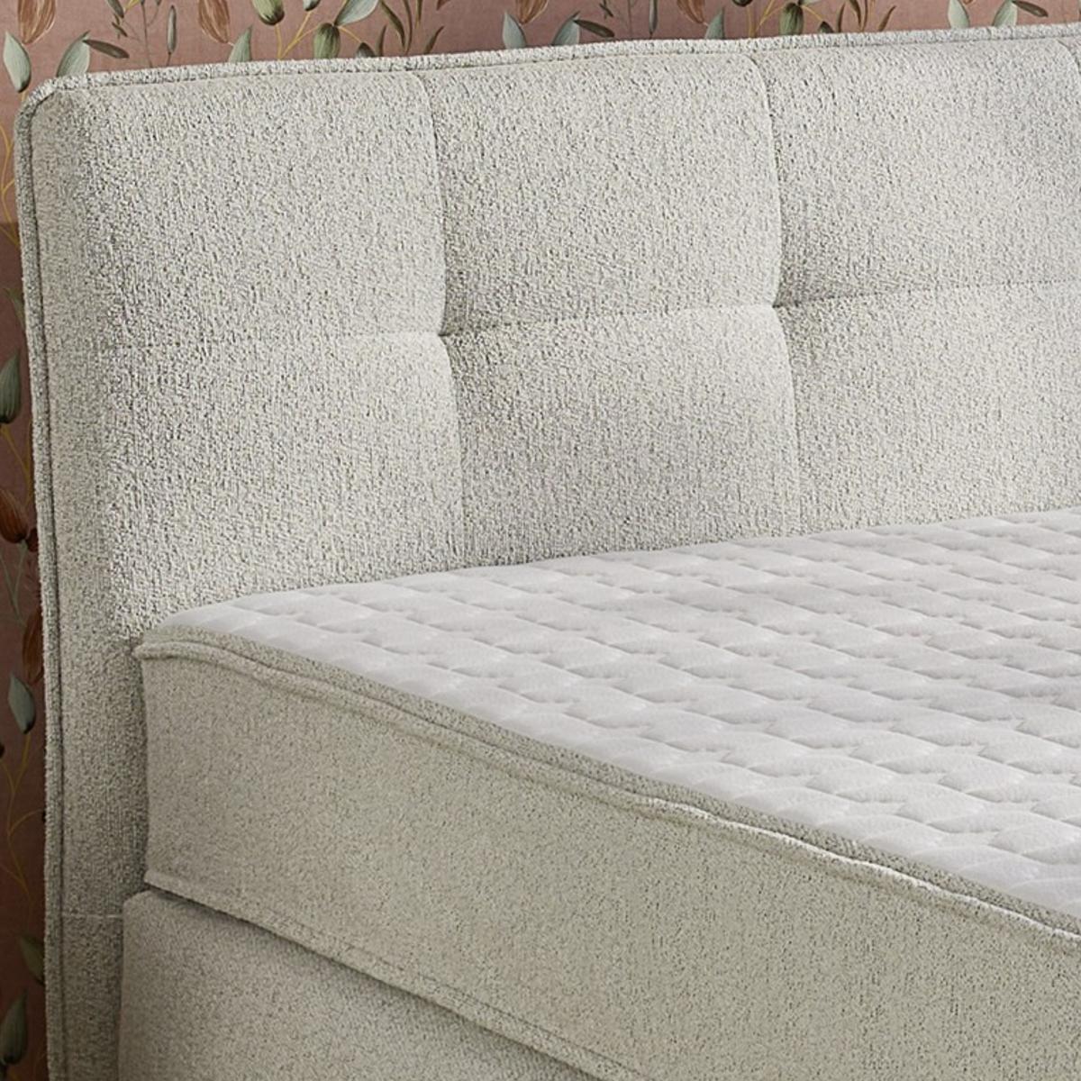 BOXSPRINGBETT 180x200 cm, extradicke 7-Zonen-Tonnentaschen-Federkern-Wendematratzen H3/H4, Bonell-Federkern, Flachgewebe Beige Grau / 20024 - Greige/Schwarz, Textil/Metall (180/200cm) - luma-home