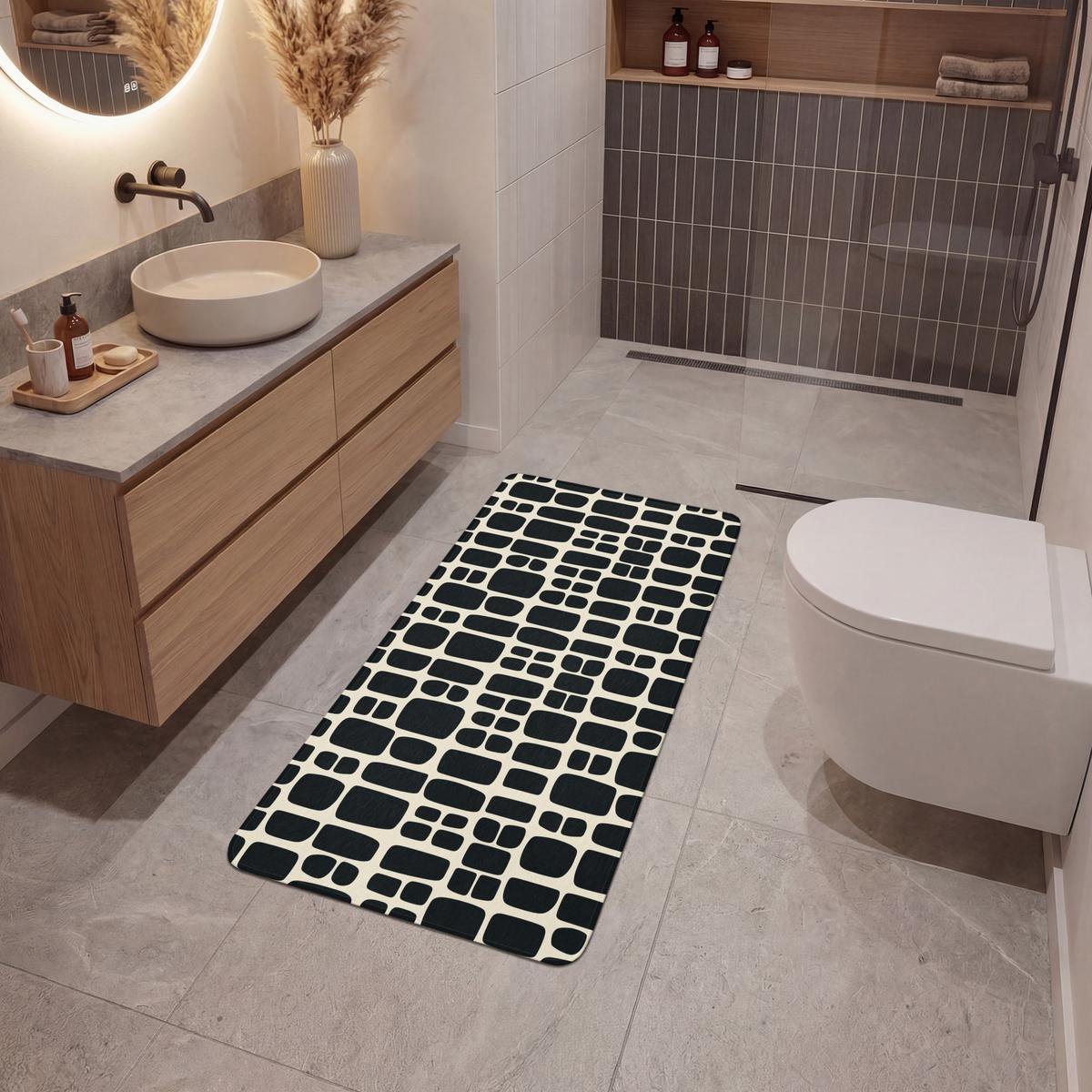 BADEMATTE Modern - Bio - Schwarz 60x120 cm - Anthrazit, Textil (60/120cm) - OnlyWow