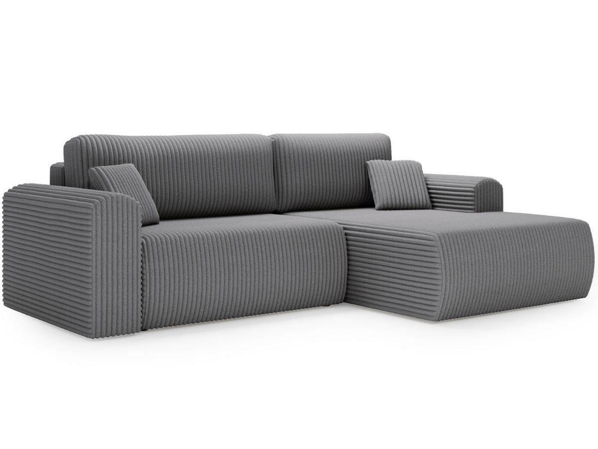 ECKSOFA Belvio Dunkelgrau Rechts - Dunkelgrau/Schwarz, Holz/Textil (257/177cm) - Graingold