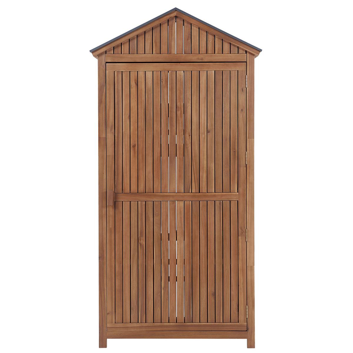 GARTENSCHRANK Akazienholz braun 200/100 cm Savoca - Braun/Grau, Holz (100/200/40cm) - Beliani