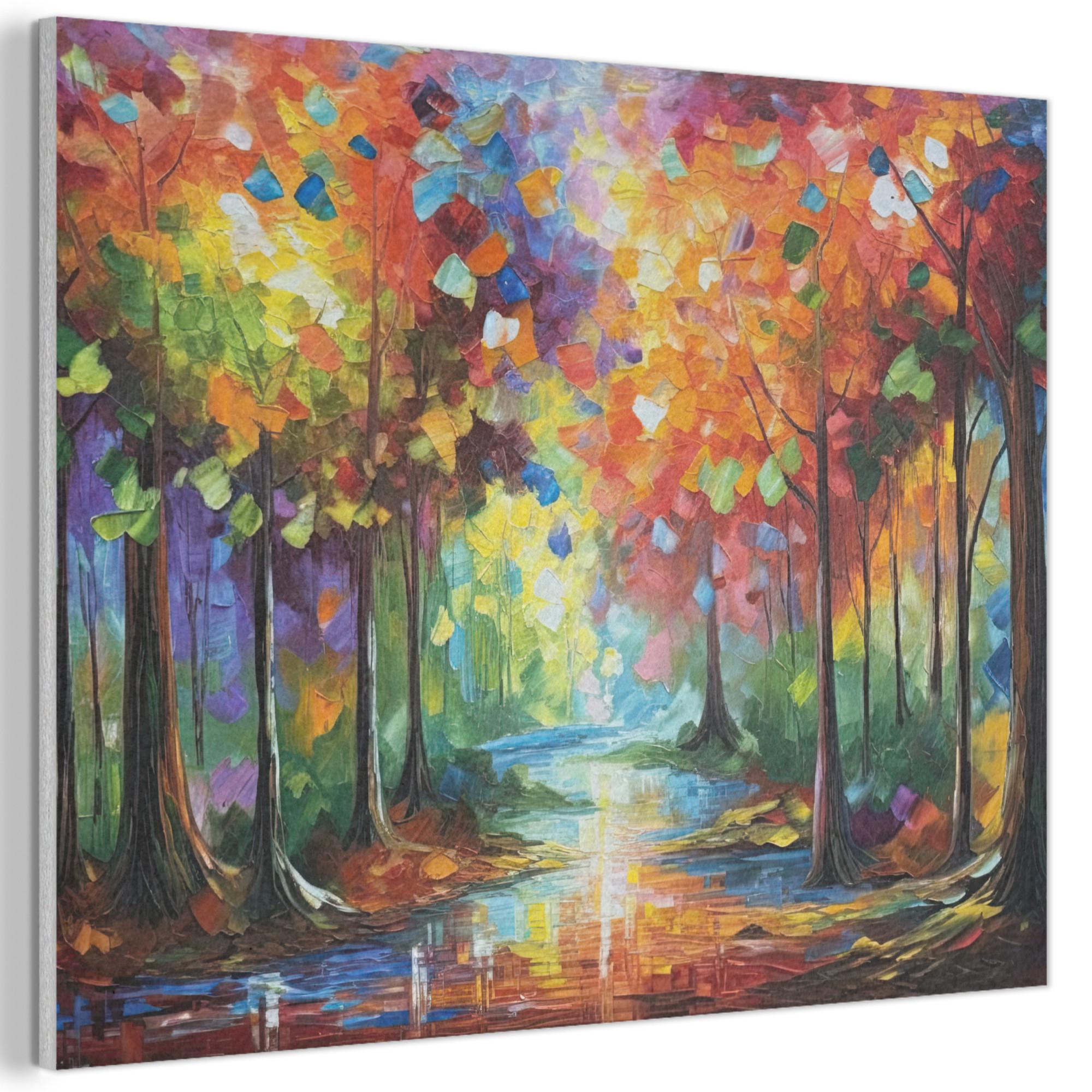 AKUSTIKBILD Landschaft - Wald - Farben - Natur Wandbild Wohnzimmer 100x70 cm - Multicolor, Textil (100/70/0.9cm) - MuchoWow