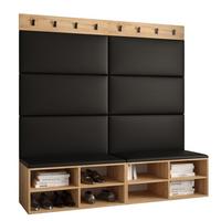 GARDEROBEN-SET 168/184/42 - Eichefarben/Schwarz, Holz/Kunststoff (168/184/42cm) - MÖBEL KRYSPOL
